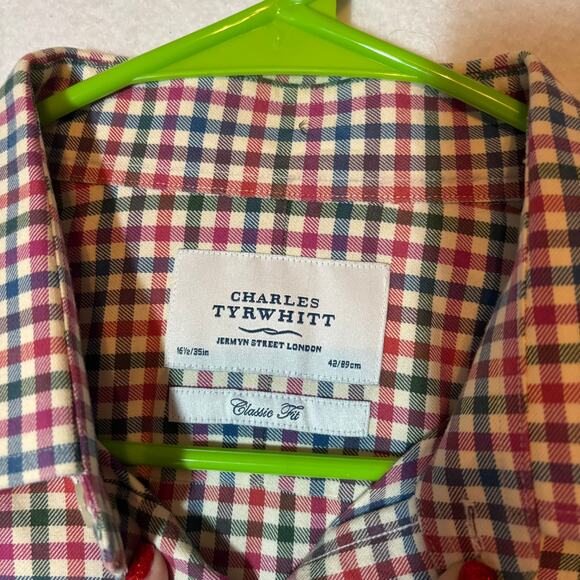 Charles Tyrwhitt Multicolored Check Button Long Sleeve Men's Size 16.5/35 Shirt - Picture 2 of 6